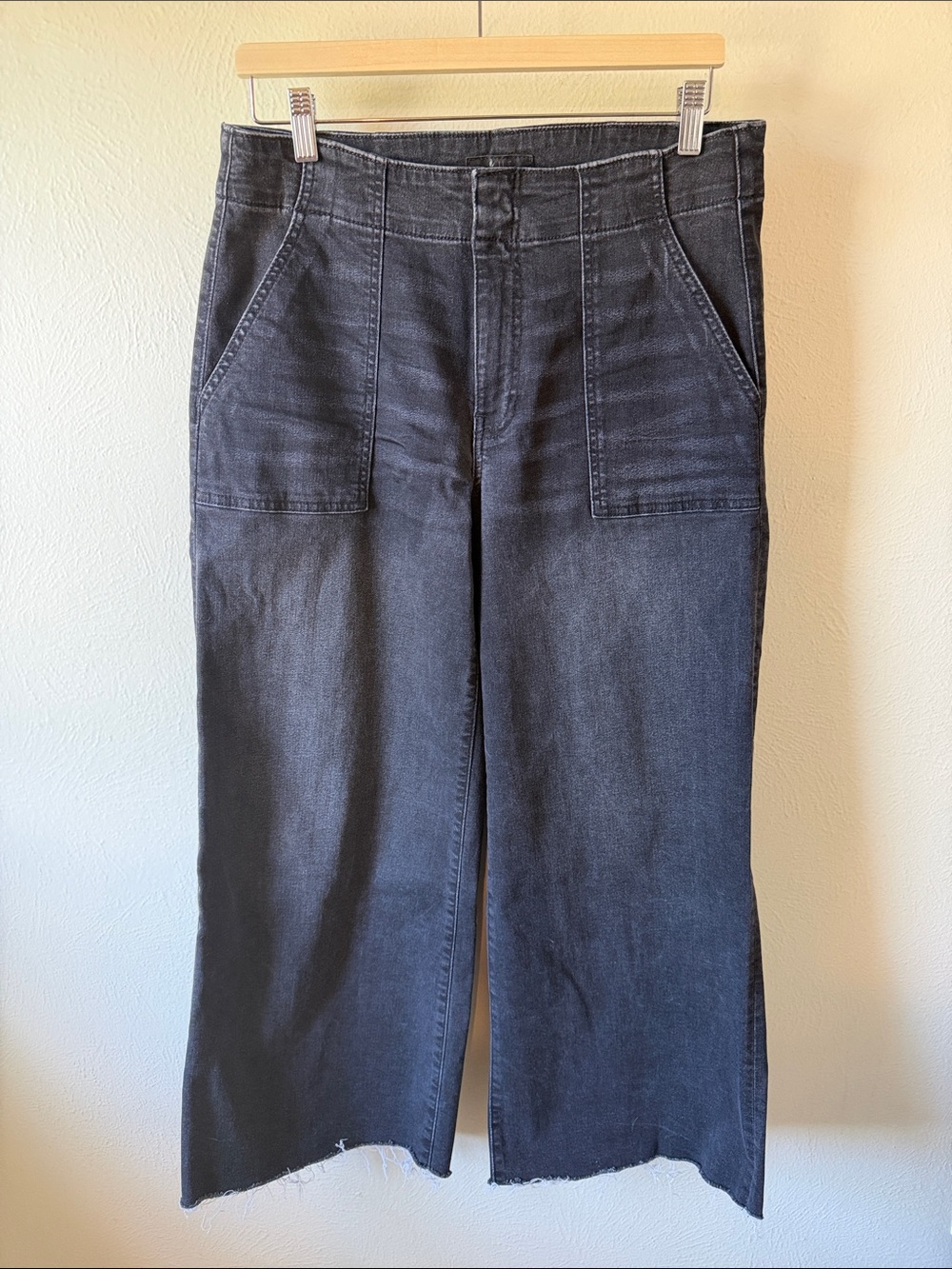 Kut from the Kloth Meg Faded Black High-Rise Wide-Leg Jeans